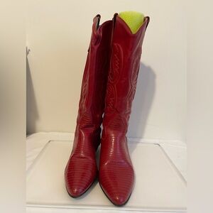 MARASCHINO Red Leather Western Heeled Boots, Size 10, LIKE NEW